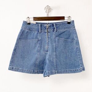 NWT Dear John High Rise Zip Front Straight Denim Jeans Shorts Medium Wash